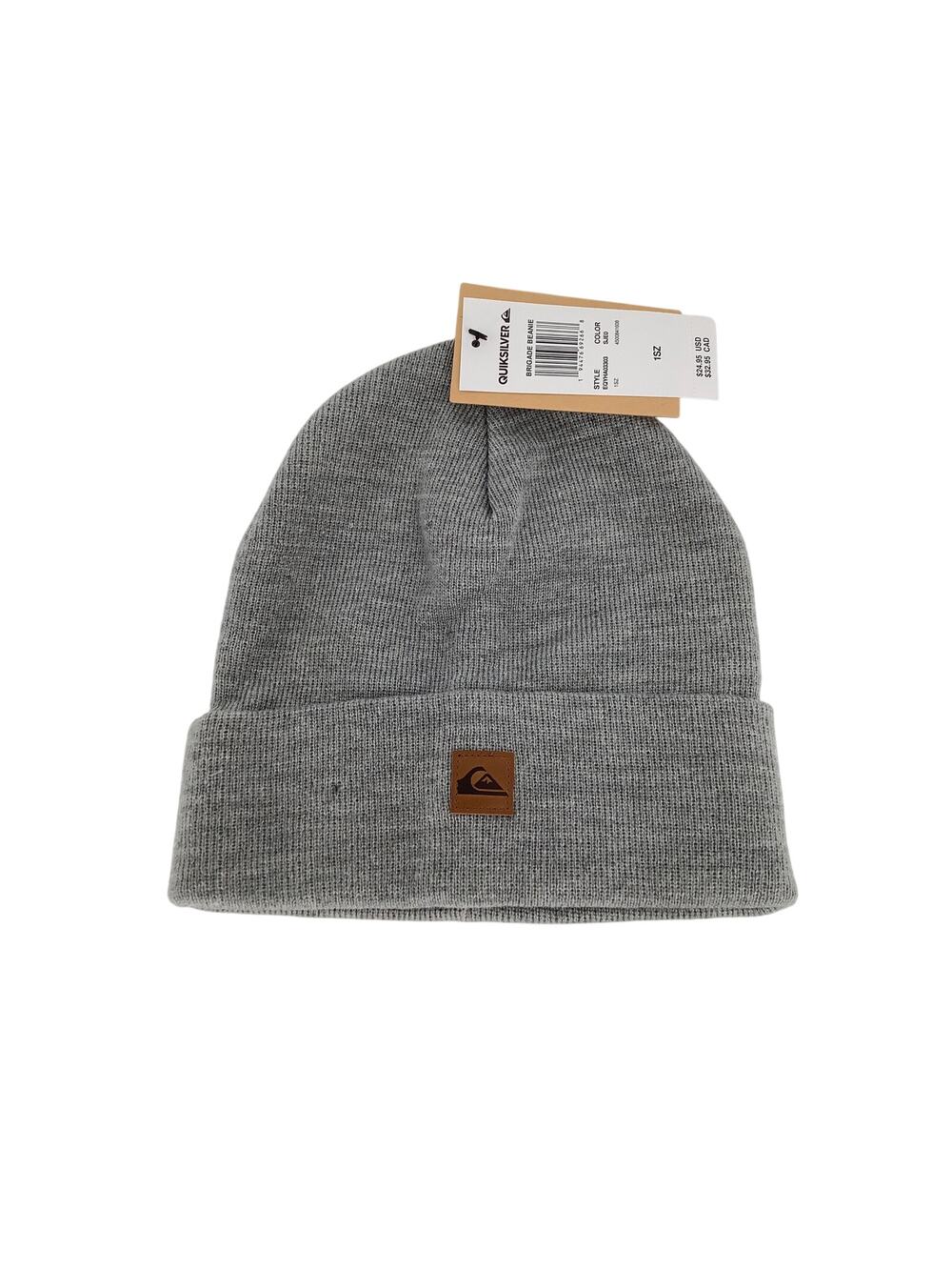 Quiksilver Mens Light Heather Grey Brigade Folded Fit Winter Casual Beanie L22-2